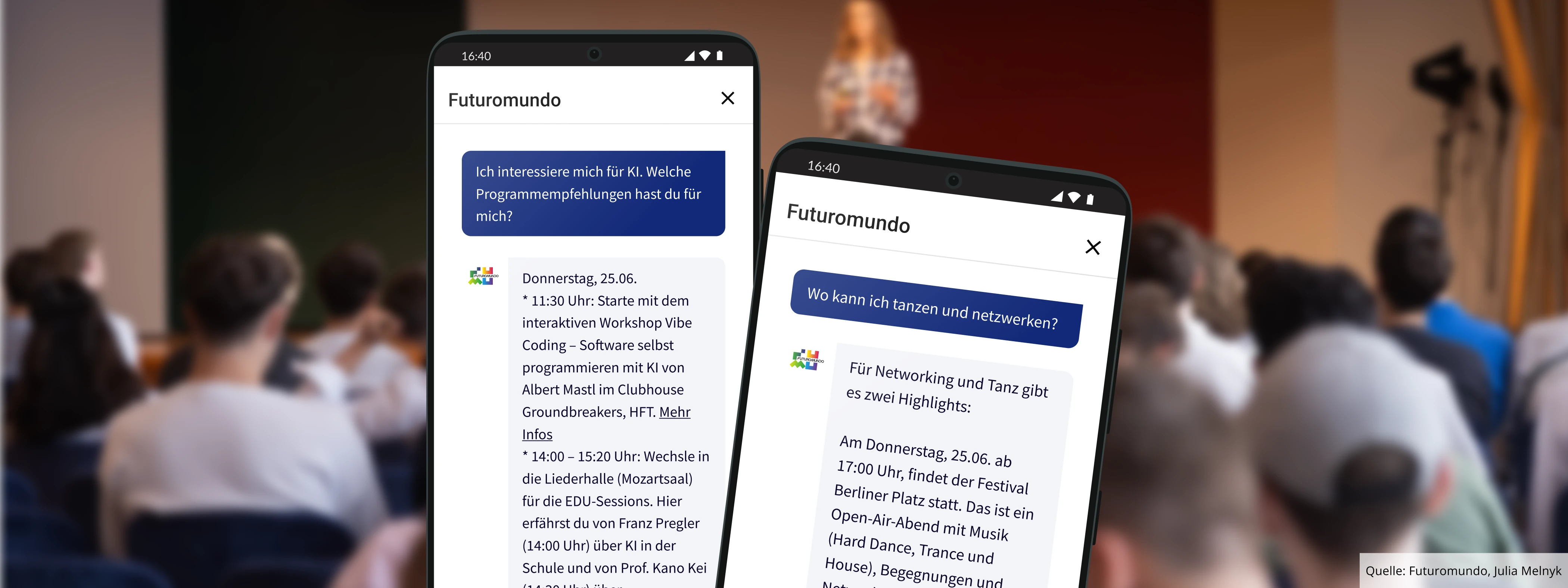 smapbot-Mockups mit einer Konferenz im Hintergrund